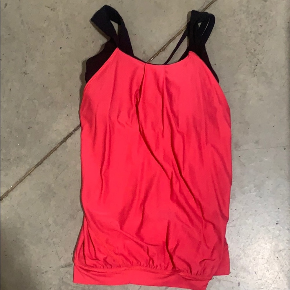 Lululemon Pink &Black Split Back Tank